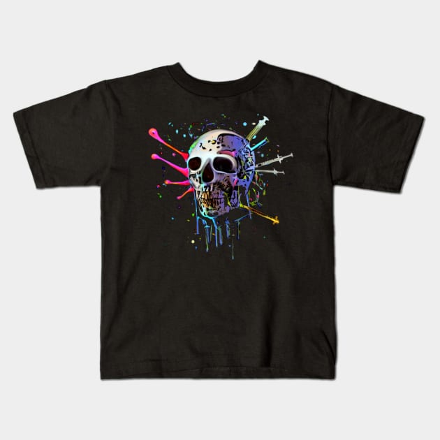 CRAZY ONE SKULL Kids T-Shirt by Micks Prints